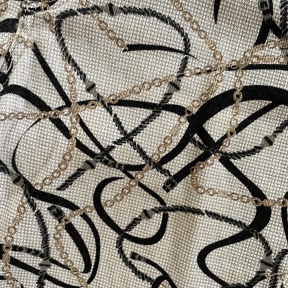 Bisou Bisou Novelty Print Trouser Cream Black Chain Accent Skinny Jeans Size 10 - Picture 4 of 6